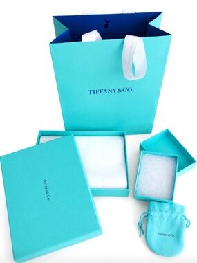 Tiffany & Co Packaging Set Shopping Bag 2 Gift Boxes Pouch Gift Authentic NEW